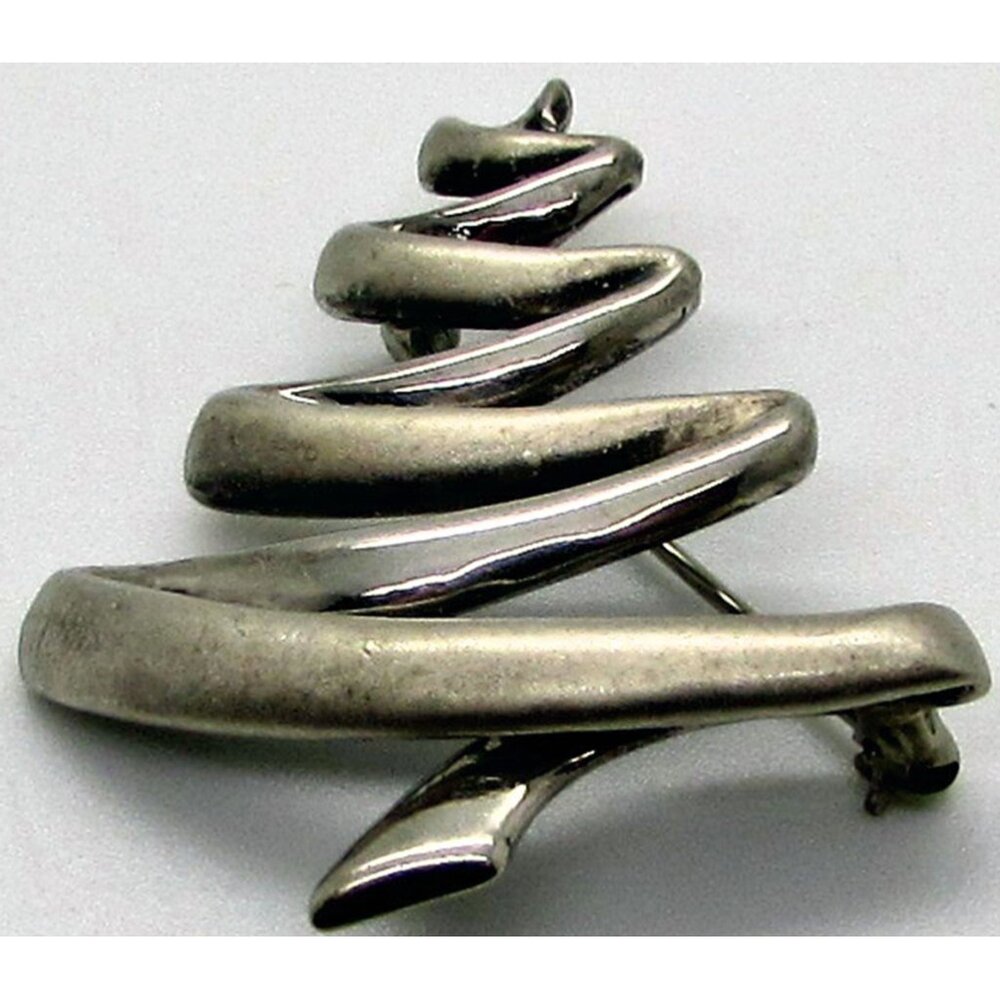 Sterling Silver Christmas Tree Brooch Pin BA Ballou Modernist Modern Abstract